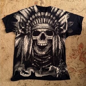 Men's Black Skull Warrior Graphic Tee